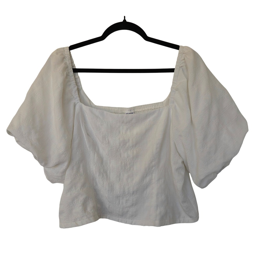 White Puff Sleeve Peasant Blouse PLus Size XXL Ren Faire Cottage Fairy Bridal